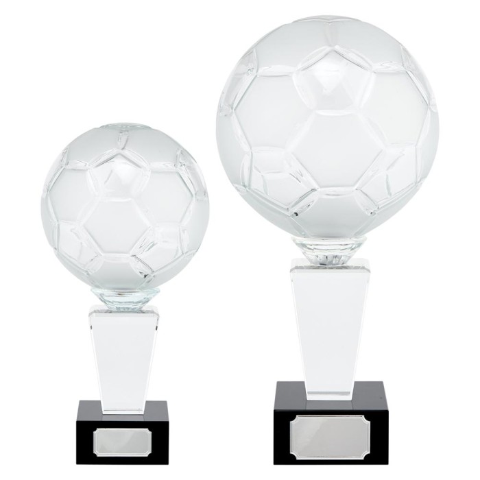 ULTIMATE PREMIUM CRYSTAL FOOTBALL TROPHY -  2 SIZES - 29CM-39CM